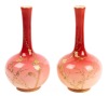 Outstanding Pair of 19th Century Peachblow Glass Vases with Gilt Gold Enameling