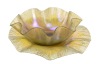 L. C. Tiffany Favrile Ruffled Bowl and Underplate in Iridescent Purple and and Magenta