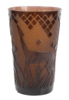 Daum Nancy Monumental Art Deco Lobby Vase of Three Stylized Deer