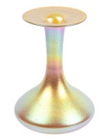 Steuben "Aurene" Gold, Red, Green and Blue Iridescent Flat-Bottomed Vase