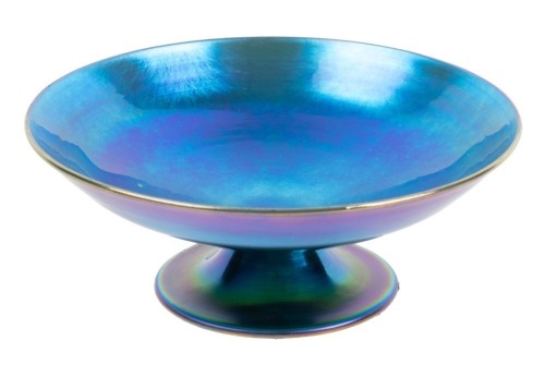 Steuben "Aurene" Footed Bowl Boasting Dazzling Blue-Green Iridescence that is Exceptional