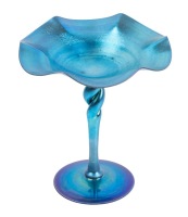 Steuben Glass Compote: "Aurene" in Superior Blue Iridescence, a Lovely and Elegant Table Accessory