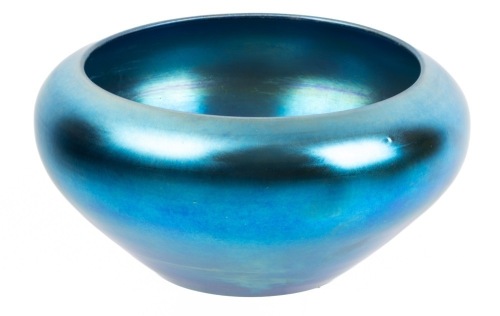 Steuben Glass "Aurene" Large Bowl, Beautiful Blue Iridescence