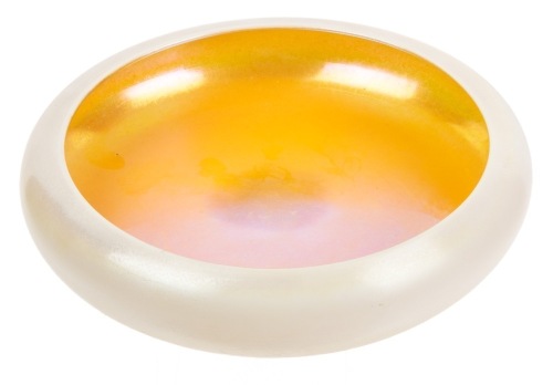 Steuben Calcite and Iridescent Gold Aurene Bowl of Exceptional Quality