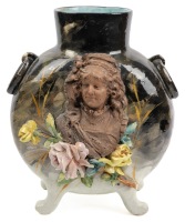 &Atilde;&permil;mile Gall&Atilde;&copy; Glazed Earthenware and Faience Molded Vase with an Incredible Allegorical Figure in Superior Detail