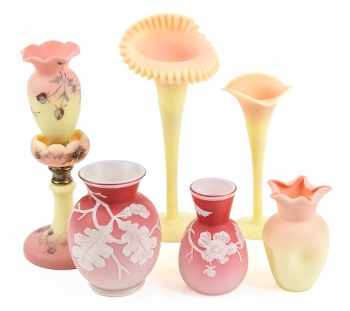Thomas Webb & Sons: Excellent Collection of their Late 19th Early 20th Century Glass Six (6) Pieces Total: Queen's Burme