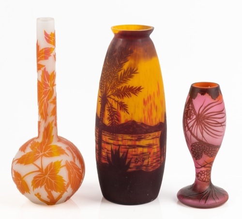 Cameo Glass Collection, Three (3) Vases by Degu&Atilde;&copy;, Richard and Weis.