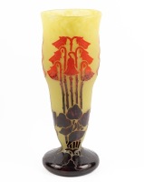 Degu&Atilde;&copy; Art Deco Cameo Glass Lobby Vase, Exceptional 16" Tall Vase
