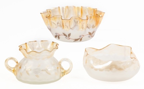 New England Glass Company, Pomona Glass, Three (3) Outstanding Bowls