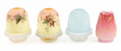 Thomas & Sons' Burmese Acid Finished Fairy Lamp Domes and One Clark Blue Nailsea Dome