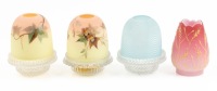 Thomas & Sons' Burmese Acid Finished Fairy Lamp Domes and One Clark Blue Nailsea Dome