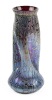 Kralik/Loetz Iridescent "Lava Glass" Crackle Vase with Deep Ruby Red Glass Interior