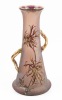 Legras Mont Joye Kate 19th Century Vase with Two Handles, Acid Etched and Enameled Chrysanthemum Vase