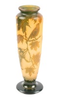 La Rochere Acid Etched Cameo Glass, Two Layers Creating Mesmerizing Fall Colors Over a Soft Pink and Cream Glass