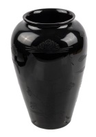 Steuben Glass: Understated Elegance in this Black on Black Acid Etched Japanese Patterned Vase