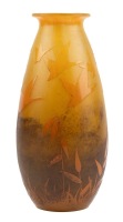 Large "Charder" Signed Art Deco Cameo Vase with Three Layers of Glass
