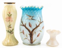 Handel Opalescent Moulded Yellow Glass and Two Mt. Washington Glass Pieces, Late 1800s Early 1900