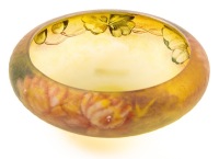 Pairpoint Glass Company, Sagamore, Massachusetts Scarce Reverse Painted Console Bowl with Chipped Ice Finish