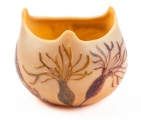 Legras, Small Trefoil Shaped Bowl with Fine Acid Etched, Undersea Motif