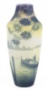 DeVez, Four Color Vase in Blue, Yellow, White and Pink of a Venetian Canal Scene