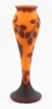 Richard Signed Vase Made by Loetz, Austria. Acid-Etched Foliage and Berries Pop Against the Sherbet Orange Base Glass