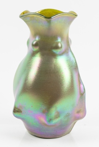 Unusual Wilhelm Kralik and S&Atilde;&para;hn Free-Form Vase with Silver Iridescence ca. 1890