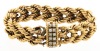 Ladies 14K Yellow Gold "Braided" Bracelet with Tiny South Sea Pearl Studded Clasp