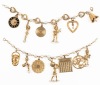 Two Petite Bracelets Boasting Interesting Charms of Diverse Sizes all in 14K Yellow Gold