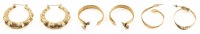 Three Pairs of 14K Yellow Gold Earrings Including a Swell Pair of Hammered Snake Earrings