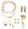 Diverse Collection of 14K Yellow Gold and Opal Jewelry. Earrings, Ring, Pendants and Bead Necklace