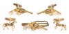 Two Sets of Men's Cufflinks: One Handsome Pair in 14K Yellow Gold of Horses. The Second Pair are Western Style Pistols i