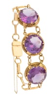 Ladies Vintage 14K Yellow Gold Amethyst Link Bracelet. Beautiful Round and Heavily Faceted Amethysts Impress