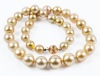 South Sea Cultured Pearl Necklace in Stunning Gold Tones with 14K Yellow Gold Ball Clasp. 35 Naturally Gold Pearls