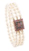 Ladies Lovely Pearl Bracelet with Beautiful Bejeweled 14K Yellow Gold Clasp