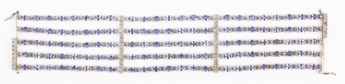 Ladies Tanzanite and Diamond Bracelet in 14K White Gold