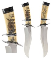 D.E. (Dennis) Friedly, Cody Wyoming Spectacular Bowie Knive with Scrimshaw Fossil Walrus Grip