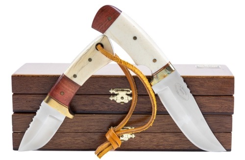 Pair of Cased S. Mackrill Knives from Johannesburg, Republic of South Africa, Each Knife Complimenting the Other