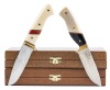 S. Mackrill Custom Knives: Pair of Hunting Knives with Handsome Scales