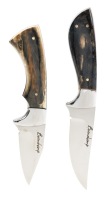 Complimenting Beauchamp Fixed Blade Knives both with Mammoth Tusk Scales and Deerskin Sheaths