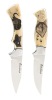 Pair of Beautiful Beauchamp Knives Each Having Stunning Images in Scrimshaw on Fossilized Mammoth Tusks