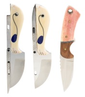 Pair of S. Mackrill Custom Fixed Blade Knives with Cape Buffalo Sheath