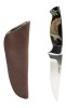 Ga&Atilde;&copy;tan Bauchamp Reverse Scrimshaw on Buffalo Horn of a Leopard Sitting Under a Branch. Magnificent Work