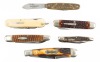Six Folding Knives by Remington, Winchester, Robert Klass and G. Butler & Co.