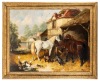 J.F. Herring Jr. "English Barnyard" Oil on Canvas