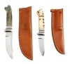 Pair of Lloyd Pendleton Knives with Leather Sheaths and Mammoth Tusk Scales