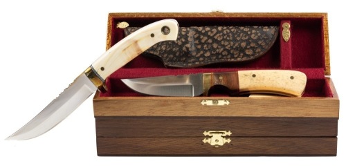 S. Mackrell & Son Collaboration on One Knife with Scales in Hippo Tooth. The Second Knife in Polished Bone Some Time Ago