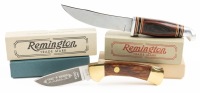 Vintage Collection of 4 Different Remington "Bullet" Pocket Knives Mint In Box, One Folding Hunting Knife and One Fixed