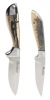 Pair of Ga&Atilde;&copy;tan Beauchamp Fixed Blade Knives. Scrimshaw Phenolic of a Pair of Killer Whales the other Petrified Mammoth T