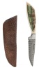 Beauchamp Fixed Knife with Damascus Steel Blade with Mammoths and a Mastadon Feeding on Grass