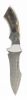 Large Beauchamp Hunting Knife with Mammoth Tusk Scales, Damascus Steel Blade and Patterned Leather Sheath